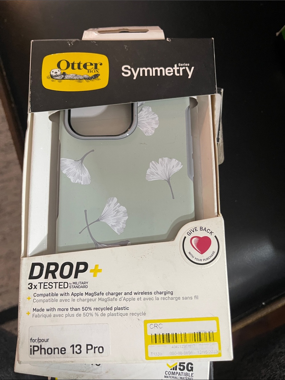 OtterBox Symmetry Series Case for iPhone 13 Pro - Sage Green with White Floral